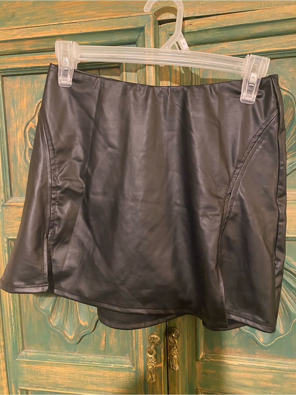 Black Faux Leather Mini Skirt - Women